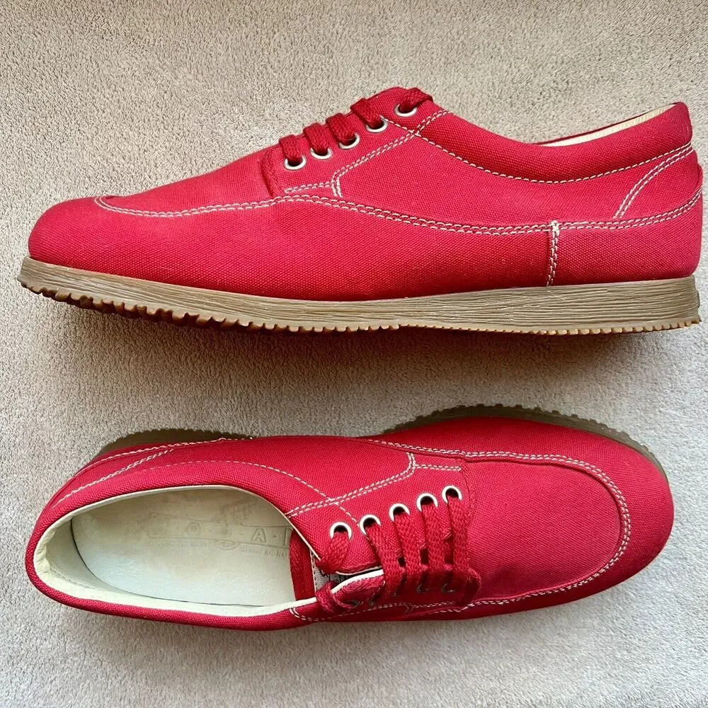 Hogan by Tod’s Bright Red Canvas Lace Up Sneaker Casual Shoes Men’s UK 9.5 US 11